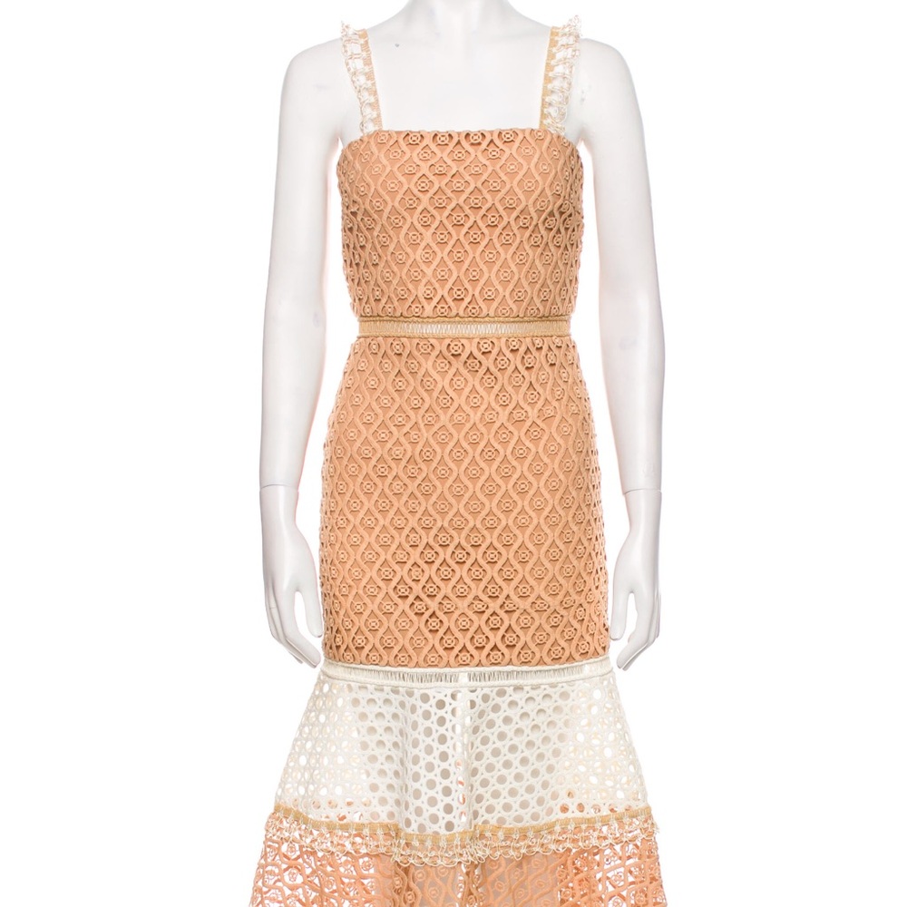 Alexis Peach and Cream Lace Dress